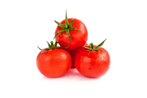 Three tomatoes isolated on white Stock Photos