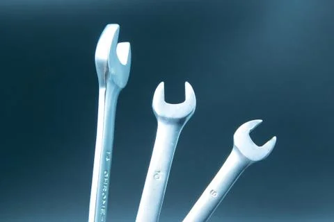 Three tools equipment in dark background Stock Photos