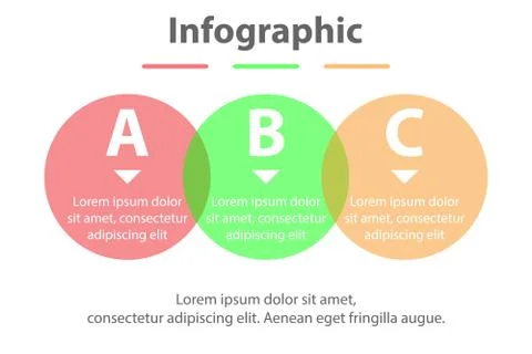 Three topics simple Colorful translucent circle in sequence timeline for pres Stock-Illustration