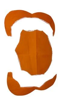 Three torn orange paper pieces with white edges on transparent background. Foto stock