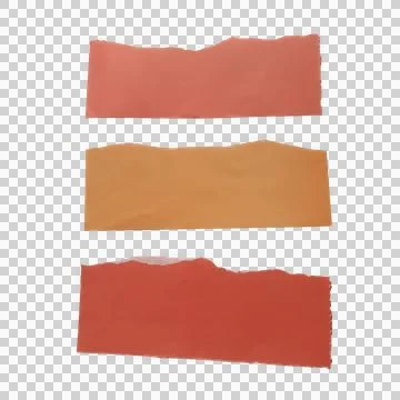 Three torn paper strips in shades of red and orange for creative scrapbooking Фото