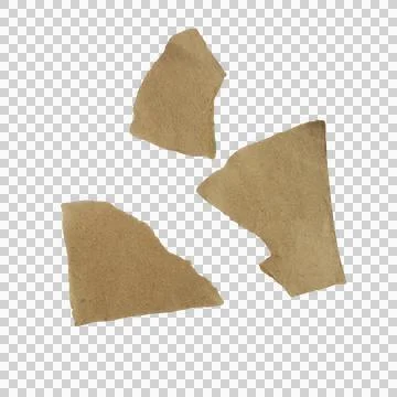 Three torn pieces of textured brown craft paper with rough edges isolated o.. Stock Photos