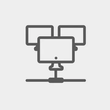 Three touchscreen devices thin line icon Stock Illustration