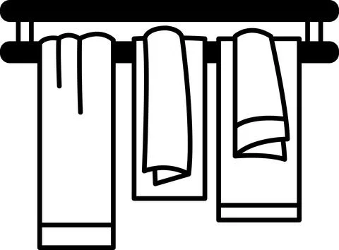 Three towels hanging on a rack Stock Illustration