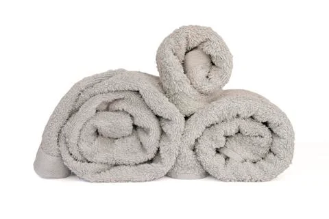 Three towels rolled Stock Photos