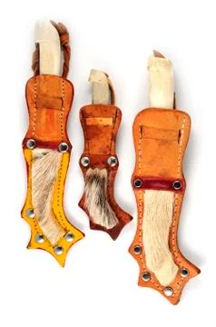 Three traditional finnish knife puukko Stock Photos