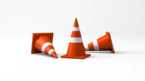 Three traffic cones Stock Illustration