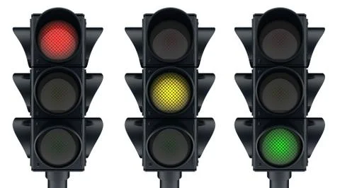 Three traffic lights icon (done in 3d, isolated) Stockillustratie