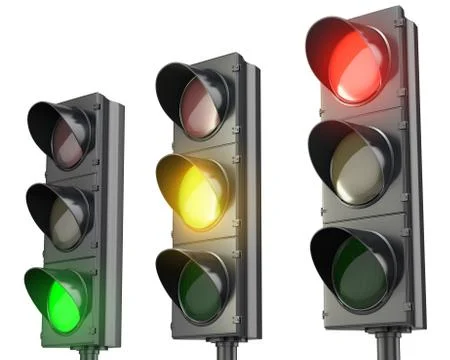 Three traffic lights, red green and yellow Stock Illustration