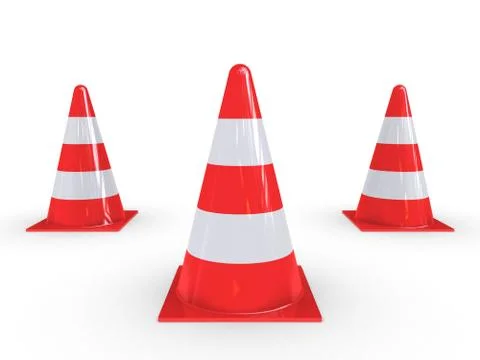 Three traffic pylons Stock Illustration