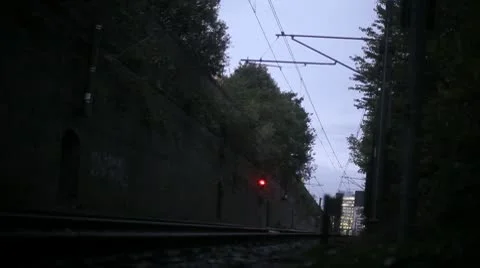 Three Tram-Trains passing time-lapse Stock Footage 10700721