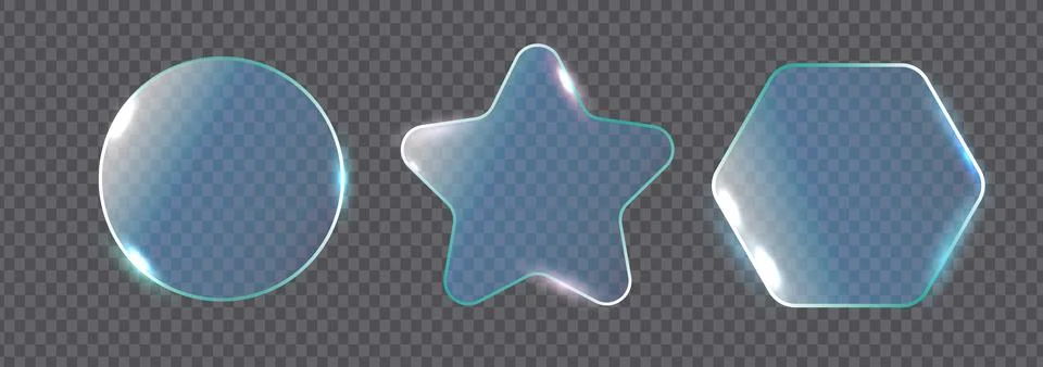 Three translucent blue shapes glow softly against a checkered background Illustrazione stock