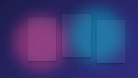 Three translucent glass panels floating against a vibrant gradient background Video stock 335118308