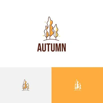 Three Tree Leaf Fall Autumn Season Nature Logo Stock Illustration