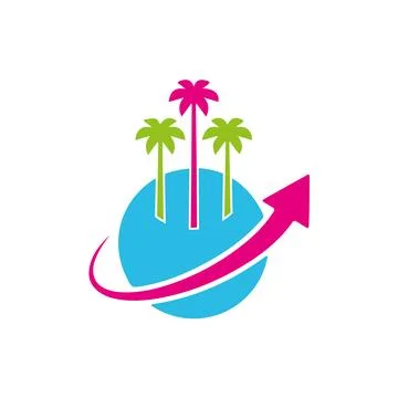 Three tree Low Poly and Beach logo design, Vector design concept pro Vector Stock Illustration