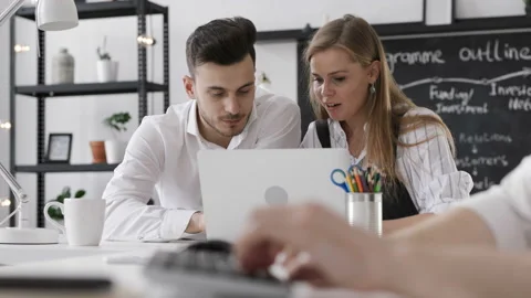 Three trendy beautiful partners startup finance collaboration or report. Adult c Video stock 199475512