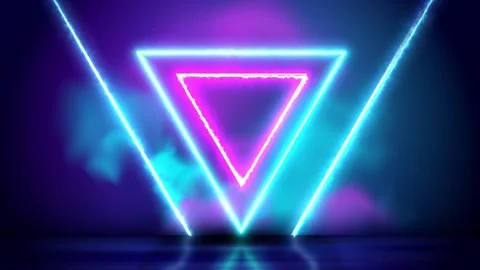 Three triangular neon signs 4K Loop Stock Footage 324897573