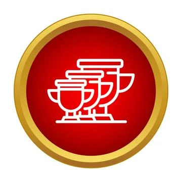 Three trophy cups on red circle icon Stock Illustration