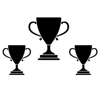 Three trophys implying first second and third prize competition victory - 1 Stock Illustration