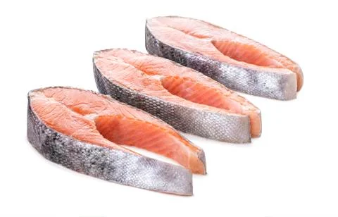 Three trout steaks Stock Photos