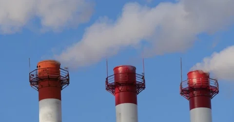 Three tubes with smoke at winter Stock Footage 57040446