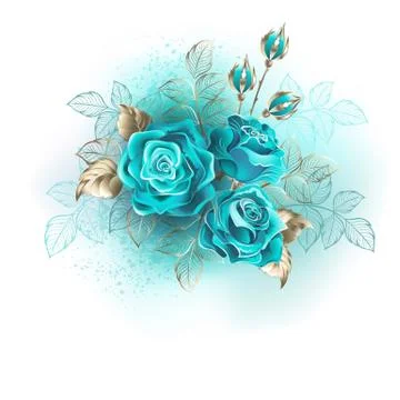 Three turquoise roses Stock Illustration