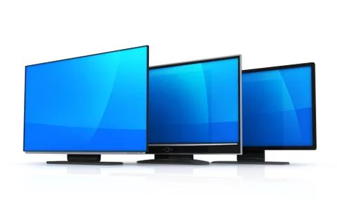 Three TV on white background (done in 3d) Stock Illustration