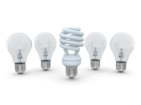 Three types of lamp bulbs on white background Stock Illustration