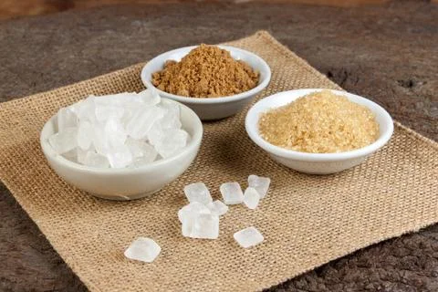 Three types of sugar in the white cup Foto stock