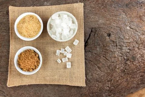 Three types of sugar in the white cup Stock Photos