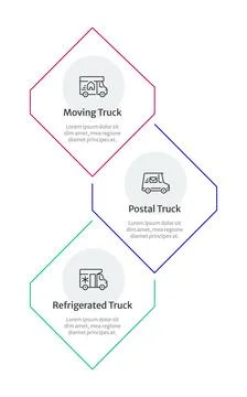 Three types of trucks infographic 3 steps Stock Illustration