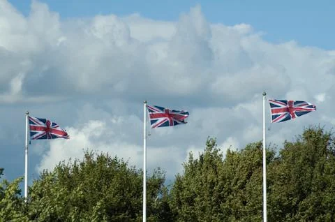 Three Union Jacks Stock Photos