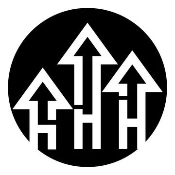Three upward arrows logo concept showing growth 스톡 일러스트
