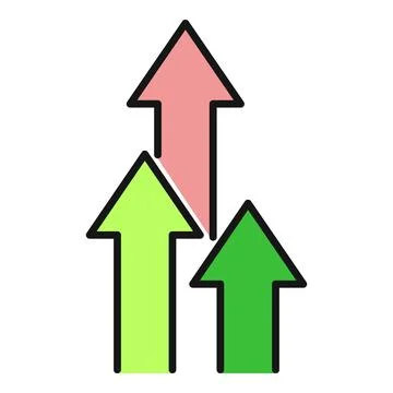 Three upward arrows showing progress and financial growth Stock Illustration