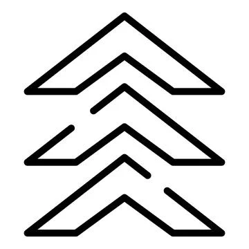 Three upward pointing arrows create a chevron pattern, symbolizing progress,  Stock Illustration