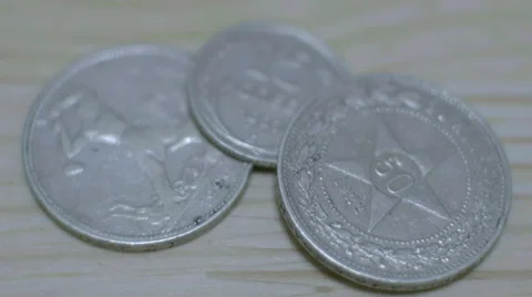 Three ussr silver coins Stock Footage 60372028