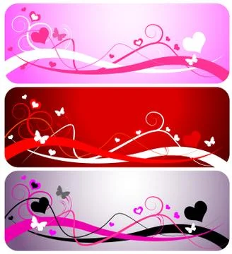 Three Valentine Backgrounds Stock Illustration