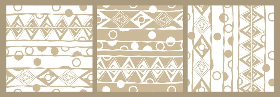 Three variants of abstract seamless pattern with random rough, twisted part o Illustrazione stock