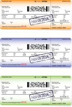 Three variants of boarding pass ticket patterns Stock-Illustration