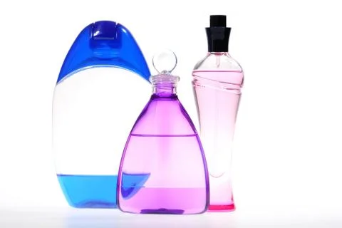 Three Varicolored Bottles Stock Photos