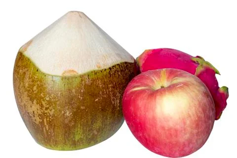 Three varieties of fruit on a white background Stock Photos