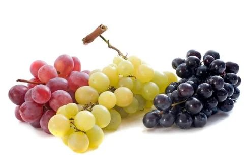 Three varieties of grapes Stock Photos