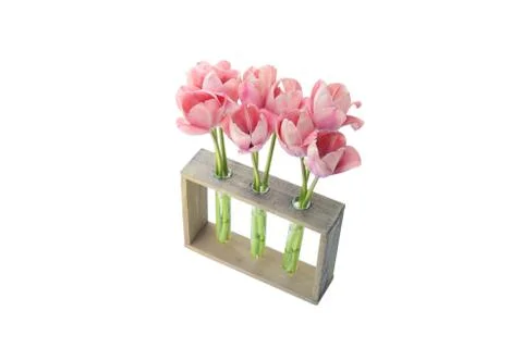Three vases of tulips Stock Photos