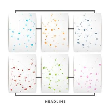 Three vector banner with a molecular structure Stock Illustration