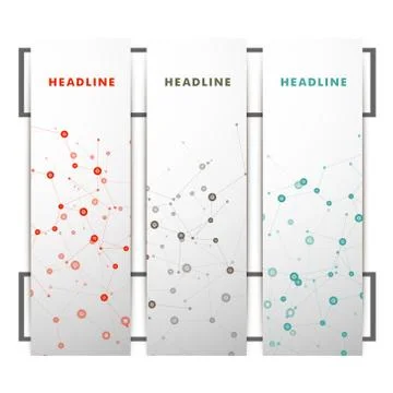 Three vector banner with a molecular structure Stock Illustration