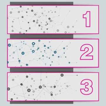 Three vector banner with a molecular structure 스톡 일러스트