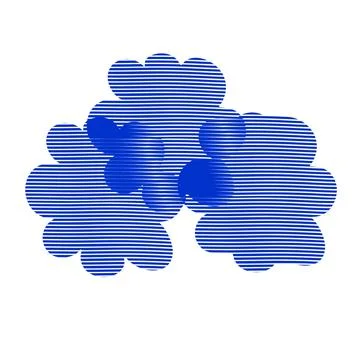 Three vector clouds drawn by hand in the technique of engraving Stock Illustration