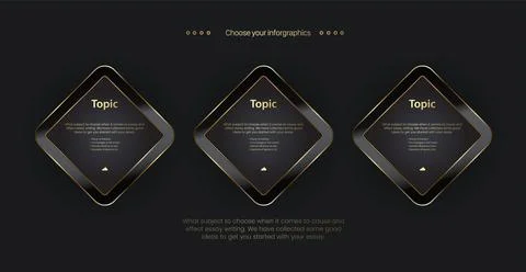 Three Vector of Gold OPtion buttons design,THREE chart elements levels illust 스톡 일러스트