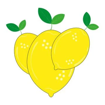Three Vector Lemons on a white background Stock Illustration