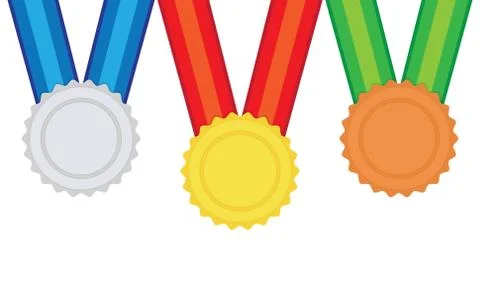 Three vector medals gold, silver and bronze Stock Illustration